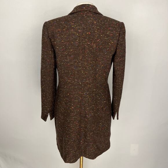 EMILY... | Brown With Rainbow Thread Wool Blend Open-Front Coat | Women's - Picture 5 of 10
